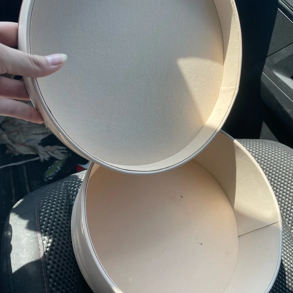 Chloé Round Cream Hat Box with Pale Blue Trim